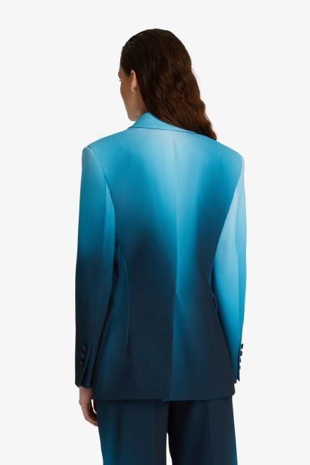 Women Ermanno Scervino Blue Double-Breasted Cady Blazer 424R35