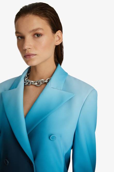 Women Ermanno Scervino Blue Double-Breasted Cady Blazer 424R35