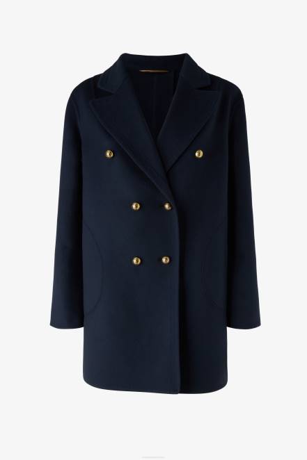 Women Ermanno Scervino Blue Double-Breasted Woollen Cloth Pea Coat 424R41