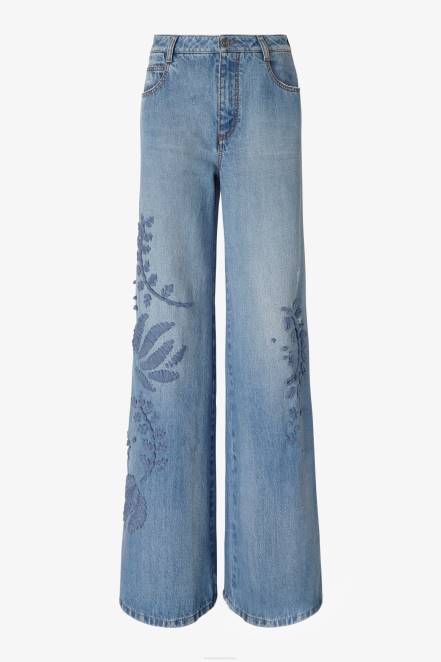 Women Ermanno Scervino Blue Embroidered Palazzo Jeans 424R108