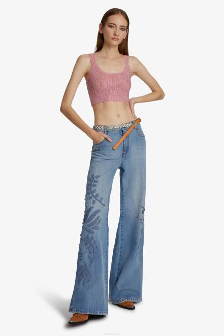 Women Ermanno Scervino Blue Embroidered Palazzo Jeans 424R108