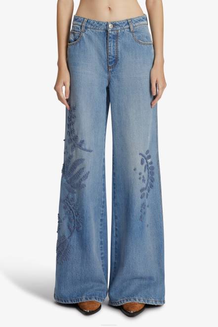 Women Ermanno Scervino Blue Embroidered Palazzo Jeans 424R108
