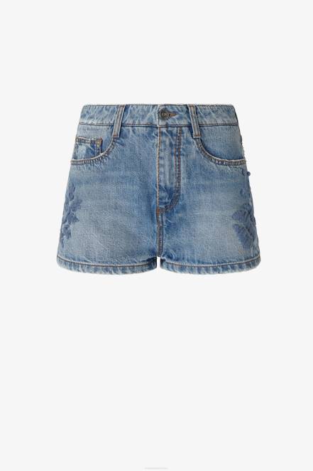 Women Ermanno Scervino Blue Embroidered Shorts 424R115