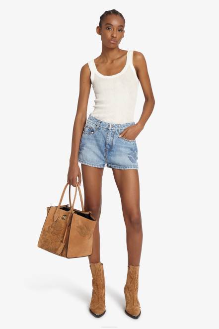 Women Ermanno Scervino Blue Embroidered Shorts 424R115