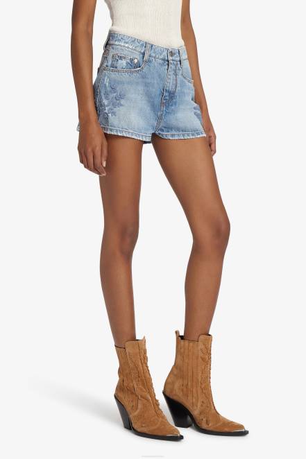 Women Ermanno Scervino Blue Embroidered Shorts 424R115