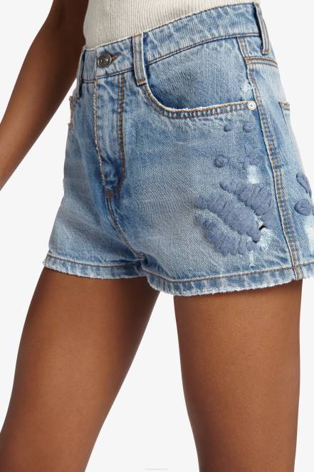 Women Ermanno Scervino Blue Embroidered Shorts 424R115