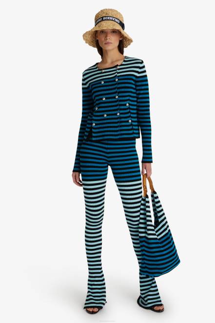 Women Ermanno Scervino Blue Knitted Flared Trousers 424R119