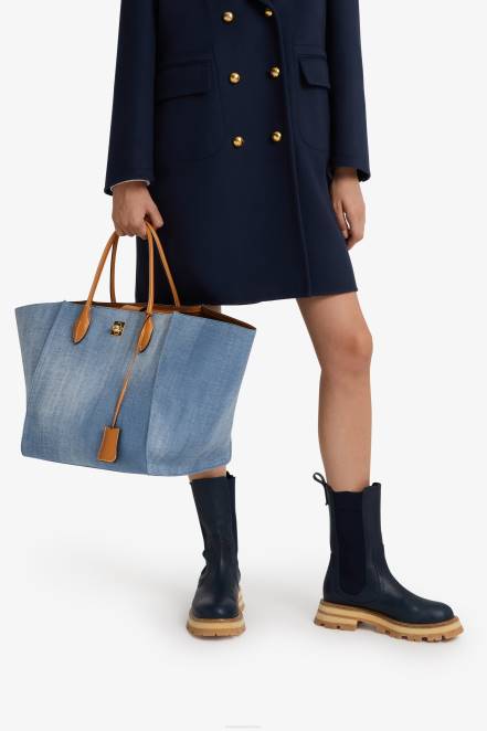 Women Ermanno Scervino Blue Large Denim Maggie Bag 424R148
