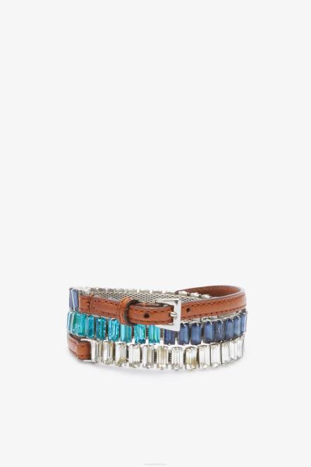 Women Ermanno Scervino Blue Multi-Row Crystal Bracelet 424R189