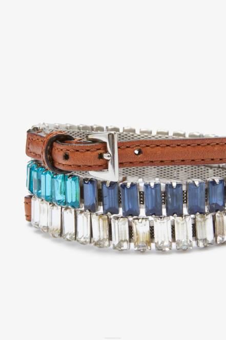 Women Ermanno Scervino Blue Multi-Row Crystal Bracelet 424R189