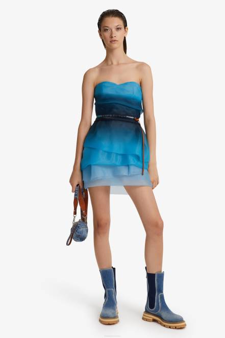Women Ermanno Scervino Blue Nuanced Tulle Mini Dress 424R13