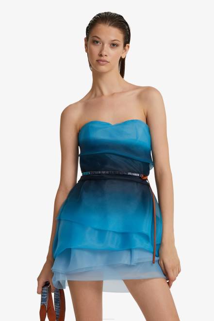 Women Ermanno Scervino Blue Nuanced Tulle Mini Dress 424R13
