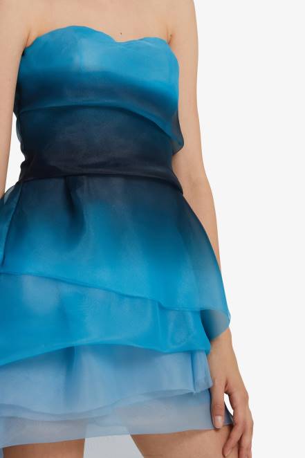 Women Ermanno Scervino Blue Nuanced Tulle Mini Dress 424R13
