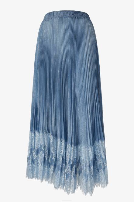 Women Ermanno Scervino Blue Pleated Calf-Length Skirt 424R130