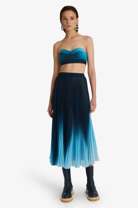 Women Ermanno Scervino Blue Pleated Midi Skirt 424R132