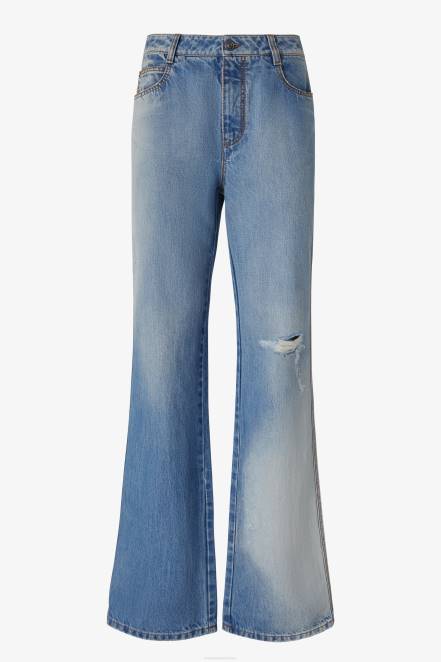 Women Ermanno Scervino Blue Ripped-Detail Baggy Jeans 424R109