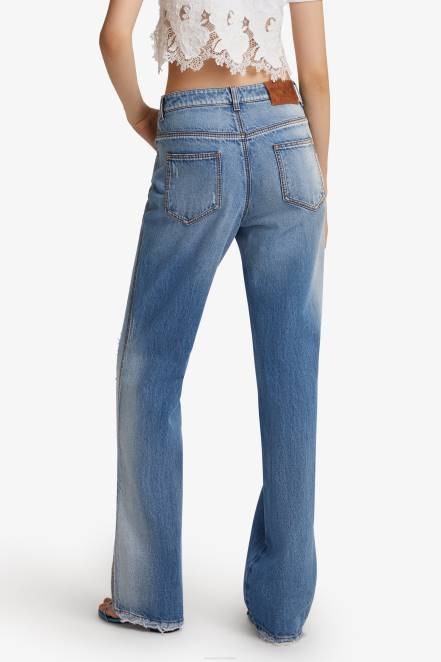 Women Ermanno Scervino Blue Ripped-Detail Baggy Jeans 424R109