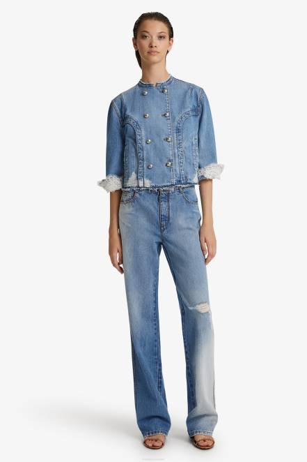 Women Ermanno Scervino Blue Short Denim Jacket 424R19