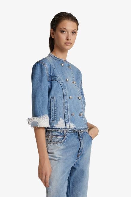 Women Ermanno Scervino Blue Short Denim Jacket 424R19