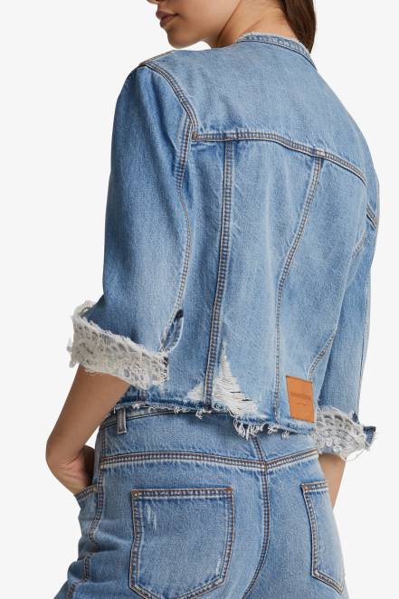 Women Ermanno Scervino Blue Short Denim Jacket 424R19