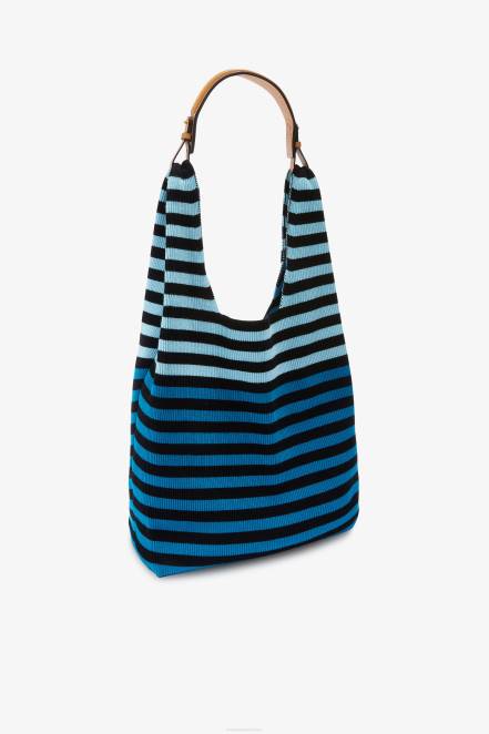Women Ermanno Scervino Blue Striped Hobo Bag 424R137