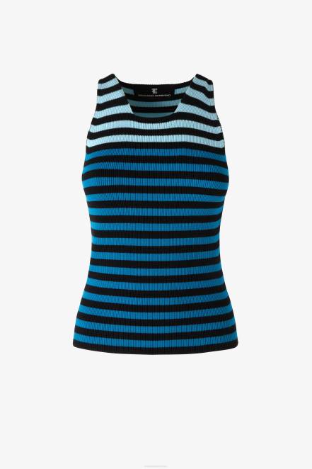 Women Ermanno Scervino Blue Striped Vest Top 424R74