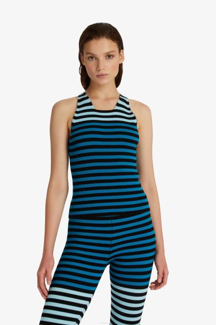 Women Ermanno Scervino Blue Striped Vest Top 424R74