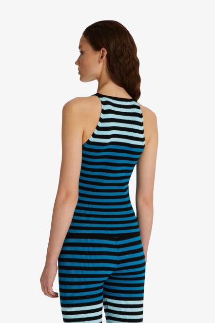 Women Ermanno Scervino Blue Striped Vest Top 424R74