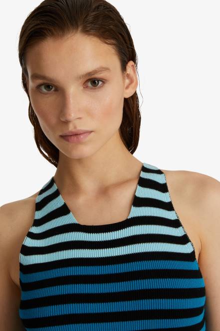 Women Ermanno Scervino Blue Striped Vest Top 424R74