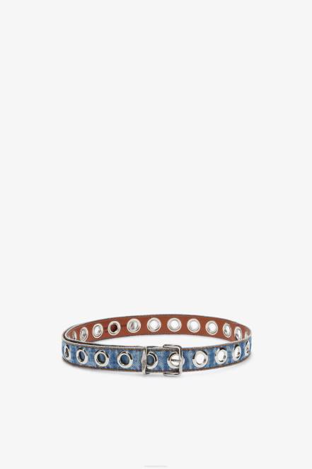 Women Ermanno Scervino Blue Studded Denim Belt 424R196