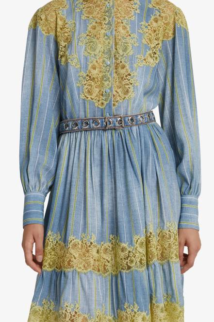 Women Ermanno Scervino Blue Studded Denim Belt 424R196