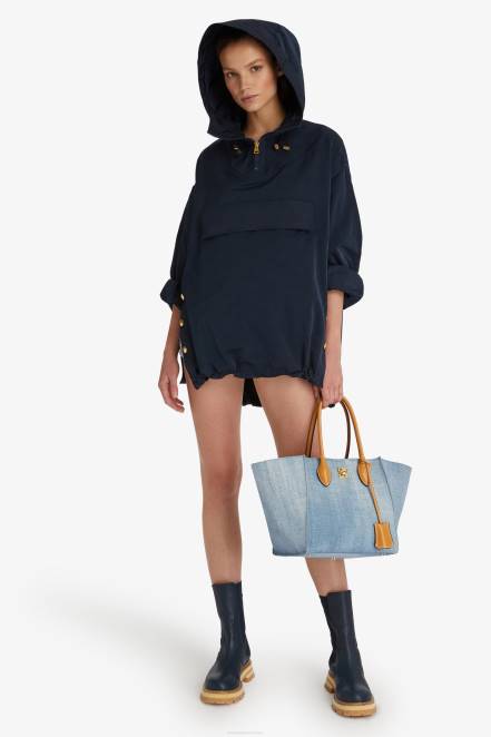 Women Ermanno Scervino Blue Technical Duchesse Windbreaker Jacket 424R30