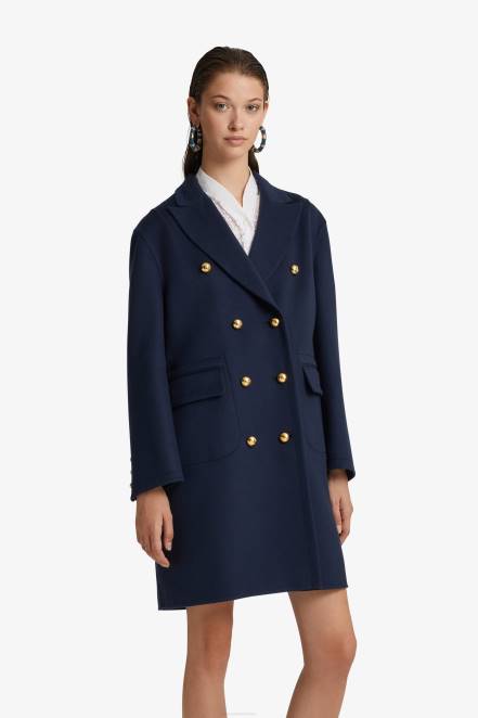 Women Ermanno Scervino Blue Woollen Cloth Coat 424R40
