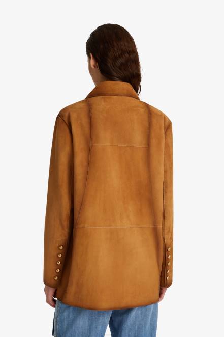 Women Ermanno Scervino Brown Nuanced Suede Jacket 424R37