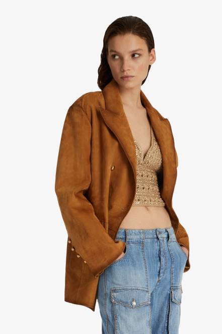 Women Ermanno Scervino Brown Nuanced Suede Jacket 424R37