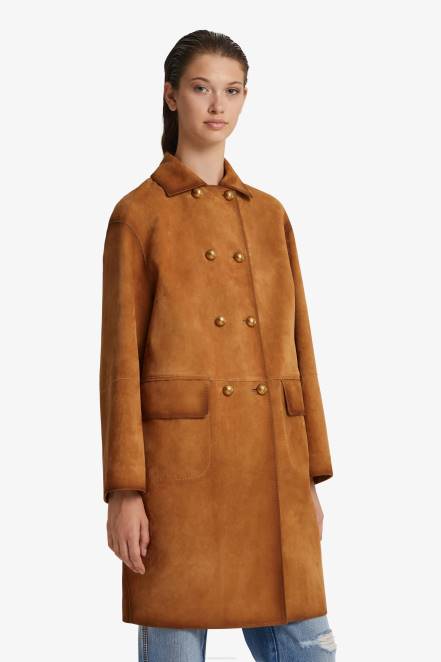 Women Ermanno Scervino Brown Suede Coat 424R36