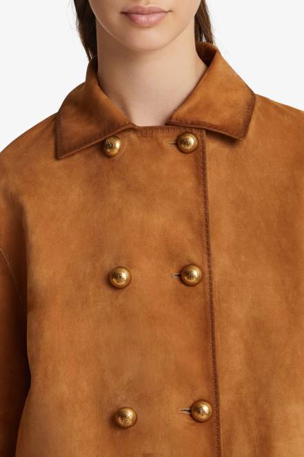 Women Ermanno Scervino Brown Suede Coat 424R36