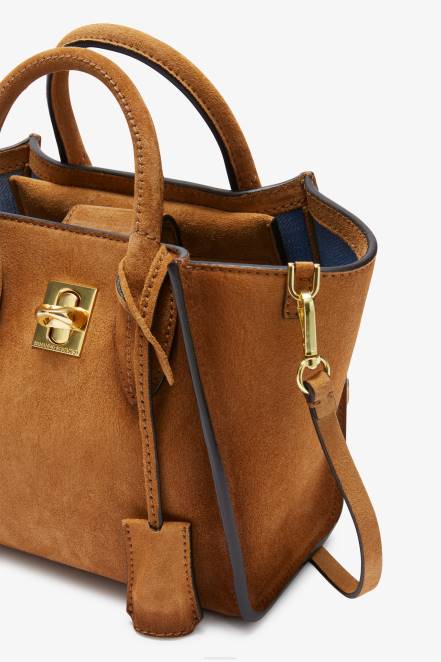 Women Ermanno Scervino Brown Suede Mini Maggie Bag 424R162