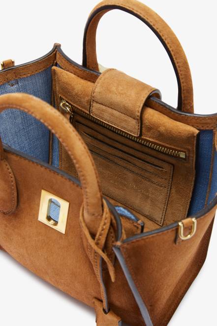Women Ermanno Scervino Brown Suede Mini Maggie Bag 424R162