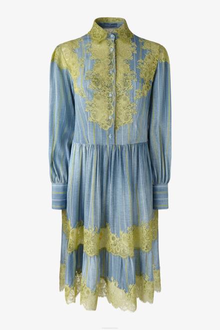 Women Ermanno Scervino Green Lace-Adorned Shirt Dress 424R12
