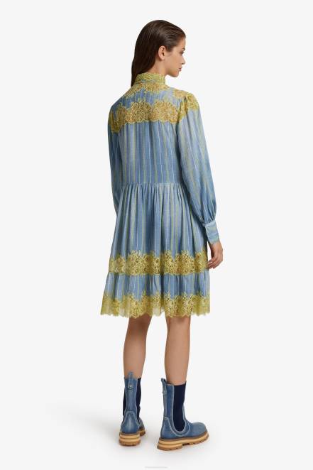 Women Ermanno Scervino Green Lace-Adorned Shirt Dress 424R12