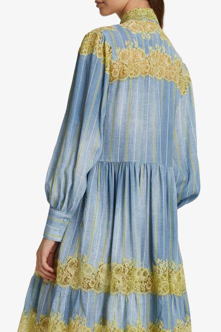 Women Ermanno Scervino Green Lace-Adorned Shirt Dress 424R12