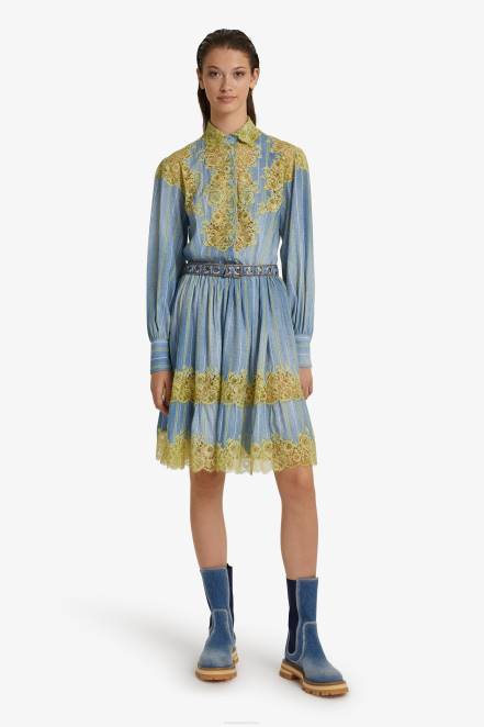 Women Ermanno Scervino Green Lace-Adorned Shirt Dress 424R12