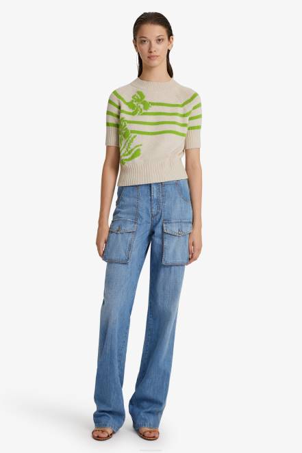 Women Ermanno Scervino Green Recycled Yarn T-Shirt 424R60