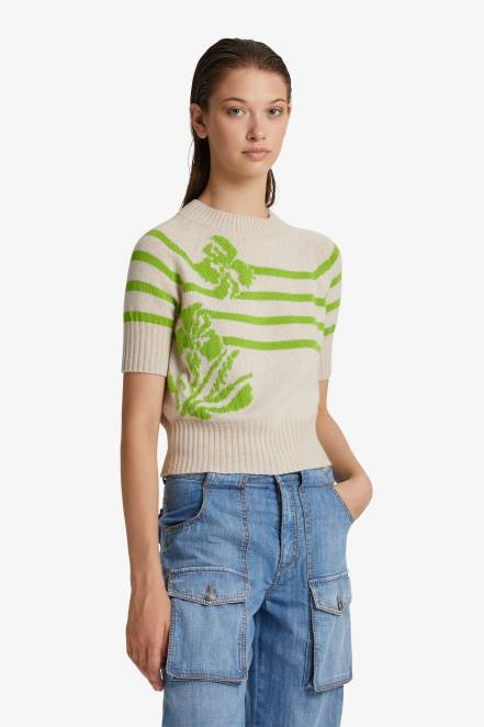 Women Ermanno Scervino Green Recycled Yarn T-Shirt 424R60