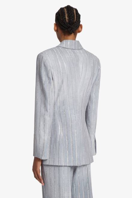 Women Ermanno Scervino Grey Crystal-Adorned Pinstripe Blazer 424R25