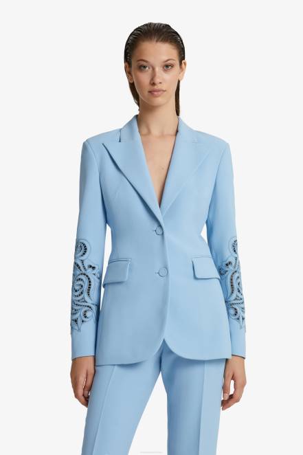 Women Ermanno Scervino Light Blue Embroidered Jacket 424R38