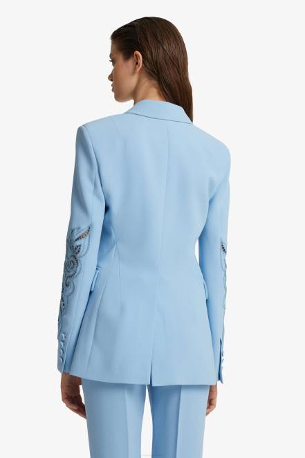 Women Ermanno Scervino Light Blue Embroidered Jacket 424R38