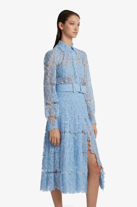 Women Ermanno Scervino Light Blue Lace Shirt Dress 424R9