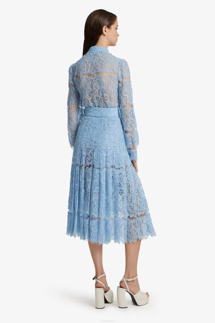 Women Ermanno Scervino Light Blue Lace Shirt Dress 424R9